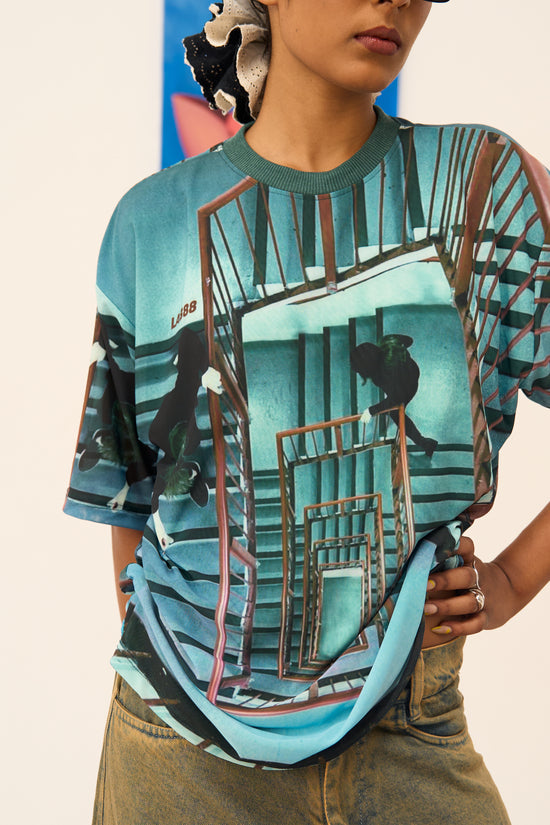 Staircase Teal Tee
