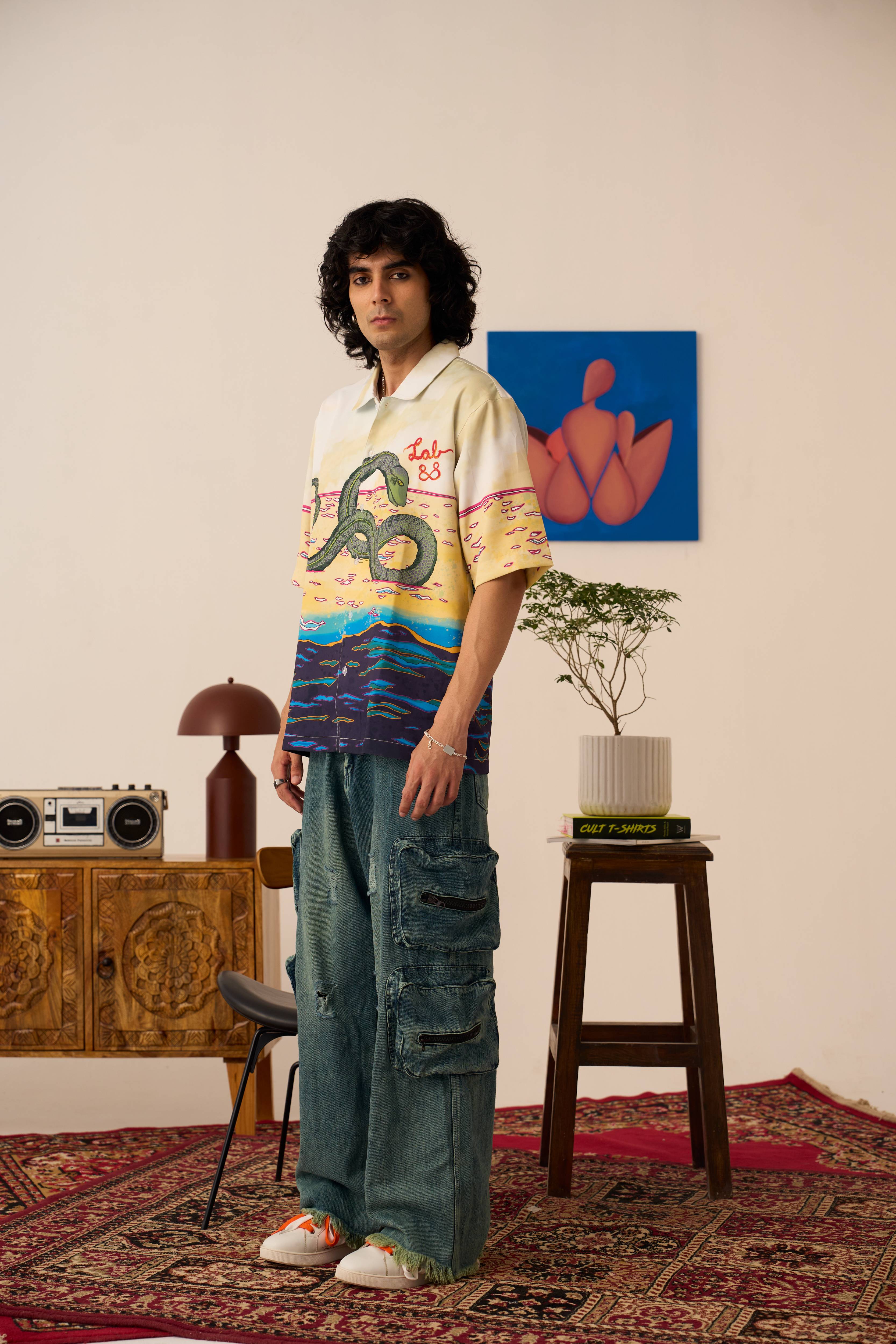 88 Pocket Denims Blue-Green LAB 88 Streetwear Denim Pants