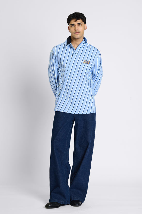 BLUE WIDE LEG DENIMS